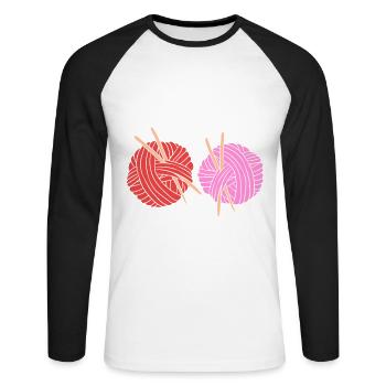 Life Is Better With Crochet - Unisex Long Sleeve Baseball T-Shirt - white/black - Front - Nik (191cm)
