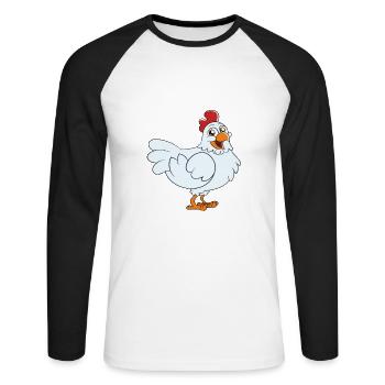 Lustiger Hühner Spruch Huhn - Unisex Baseballshirt langarm - Weiß/Schwarz - Vorne - Nik (191cm)