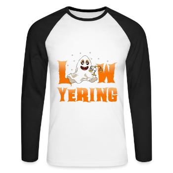 Rechtsanwalt Halloween Kürbis - Unisex Baseballshirt langarm - Weiß/Schwarz - Vorne - Nik (191cm)