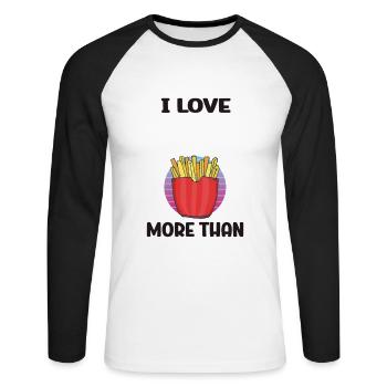 Frites amusantes Frites drôles - T-shirt baseball manches longues Homme - blanc/noir - Devant - Nik (191cm)