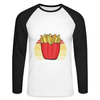 Frites amusantes Frites drôles - T-shirt baseball manches longues Homme - blanc/noir - Devant - Nik (191cm)