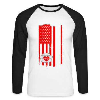 Lustige Krankenschwester Geschenke - Unisex Baseballshirt langarm - Weiß/Schwarz - Vorne - Nik (191cm)