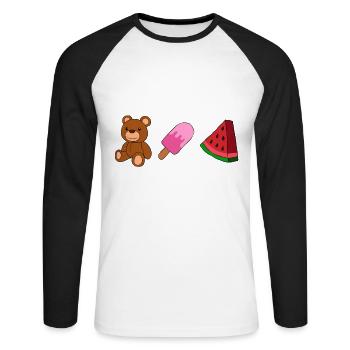 Au Pair Fille Maternelle Nounou - T-shirt baseball manches longues Homme - blanc/noir - Devant - Nik (191cm)