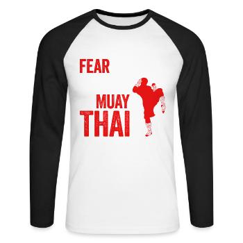 Muay Thai Boxing - Unisex Baseballshirt langarm - Weiß/Schwarz - Vorne - Nik (191cm)