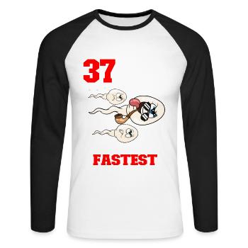 Lustiger Geburtstagsspruch 37 Jahre Alt - Unisex Baseballshirt langarm - Weiß/Schwarz - Vorne - Nik (191cm)