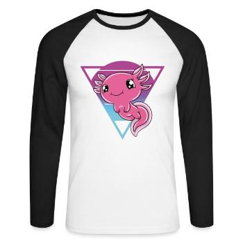 Cute Axolotl Funny Axolotl - Unisex Long Sleeve Baseball T-Shirt - white/black - Front - Nik (191cm)