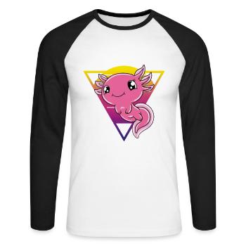 Cute Axolotl Funny Axolotl - Unisex Long Sleeve Baseball T-Shirt - white/black - Front - Nik (191cm)