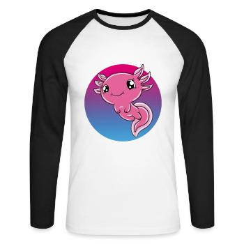 Cute Axolotl Funny Axolotl - Unisex Long Sleeve Baseball T-Shirt - white/black - Front - Nik (191cm)
