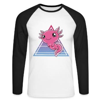 Cute Axolotl Funny Axolotl - Unisex Long Sleeve Baseball T-Shirt - white/black - Front - Nik (191cm)