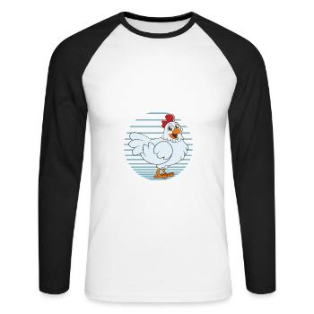 Drôle De Poulet Dire Poulet - T-shirt baseball manches longues Homme - blanc/noir - Devant - Nik (191cm)