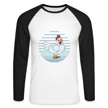 Drôle De Poulet Dire Poulet - T-shirt baseball manches longues Homme - blanc/noir - Devant - Nik (191cm)