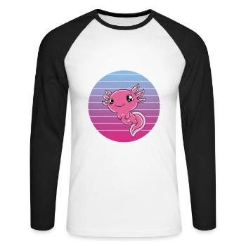 Funny Axolotl Cute Axolotl - Unisex Long Sleeve Baseball T-Shirt - white/black - Front - Nik (191cm)