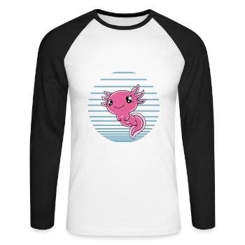 Funny Axolotl Cute Axolotl - Unisex Long Sleeve Baseball T-Shirt - white/black - Front - Nik (191cm)