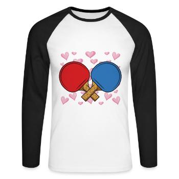 Tennis de table dictant raquette de tennis de table - T-shirt baseball manches longues Homme - blanc/noir - Devant - Nik (191cm)