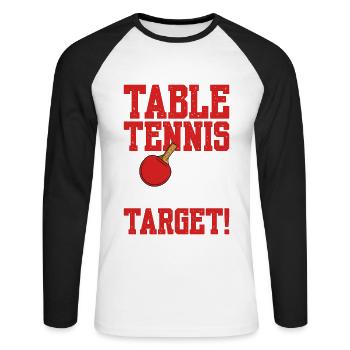 Tennis de table dictant raquette de tennis de table - T-shirt baseball manches longues Homme - blanc/noir - Devant - Nik (191cm)