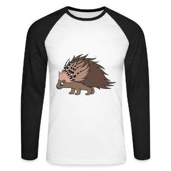 Mignon Porc-épic Drôle - T-shirt baseball manches longues Homme - blanc/noir - Devant - Nik (191cm)