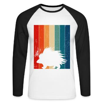 Mignon Porc-épic Drôle - T-shirt baseball manches longues Homme - blanc/noir - Devant - Nik (191cm)