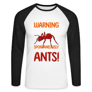 Fourmis fourmilières d’élevage de fourmis - T-shirt baseball manches longues Homme - blanc/noir - Devant - Nik (191cm)