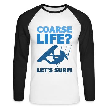 Kitesurf Kitesurf Kitesurf Kiteboarder - T-shirt baseball manches longues Homme - blanc/noir - Devant - Nik (191cm)