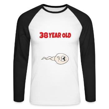 Sperme Voici une vieille photo de moi - T-shirt baseball manches longues Homme - blanc/noir - Devant - Nik (191cm)