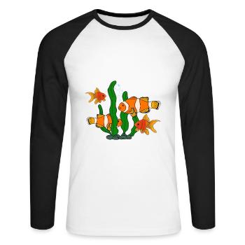 Aquaristik Fischzucht Aquarianer - Unisex Baseballshirt langarm - Weiß/Schwarz - Vorne - Nik (191cm)