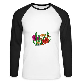 Aquaristik Fischzucht Aquarianer - Unisex Baseballshirt langarm - Weiß/Schwarz - Vorne - Nik (191cm)