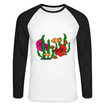 Aquaristik Fischzucht Aquarianer - Unisex Baseballshirt langarm - Weiß/Schwarz - Vorne - Nik (191cm)