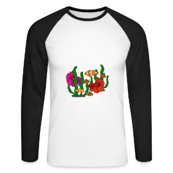 Aquaristik Fischzucht Aquarianer - Unisex Baseballshirt langarm - Weiß/Schwarz - Vorne - Nik (191cm)