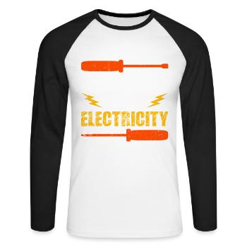 Électricien Dire Compagnon Électricien - T-shirt baseball manches longues Homme - blanc/noir - Devant - Nik (191cm)