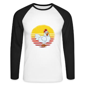Drôle De Poulet Dire Poulet - T-shirt baseball manches longues Homme - blanc/noir - Devant - Nik (191cm)