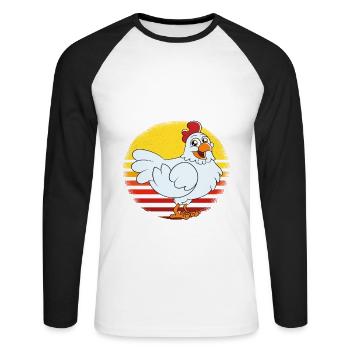 Drôle De Poulet Dire Poulet - T-shirt baseball manches longues Homme - blanc/noir - Devant - Nik (191cm)