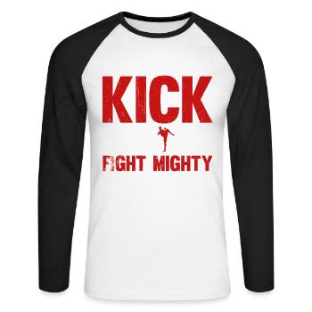 Kickboxen Kickboxer Kickboxing - Unisex Long Sleeve Baseball T-Shirt - white/black - Front - Nik (191cm)