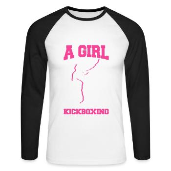 Kickboxen Kickboxer Kickboxing - Unisex Long Sleeve Baseball T-Shirt - white/black - Front - Nik (191cm)
