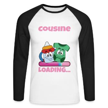 Cousine werden Cousine 2024 - Unisex Baseballshirt langarm - Weiß/Schwarz - Vorne - Nik (191cm)