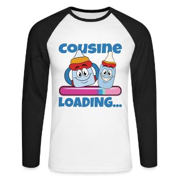 Cousine werden Cousine 2024 - Unisex Baseballshirt langarm - Weiß/Schwarz - Vorne - Nik (191cm)