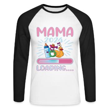 Mama 2024 werdende Mutter Schwangerschaft - Unisex Baseballshirt langarm - Weiß/Schwarz - Vorne - Nik (191cm)