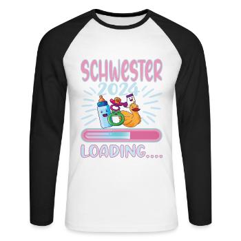 Schwester werden Schwester 2024 - Unisex Baseballshirt langarm - Weiß/Schwarz - Vorne - Nik (191cm)