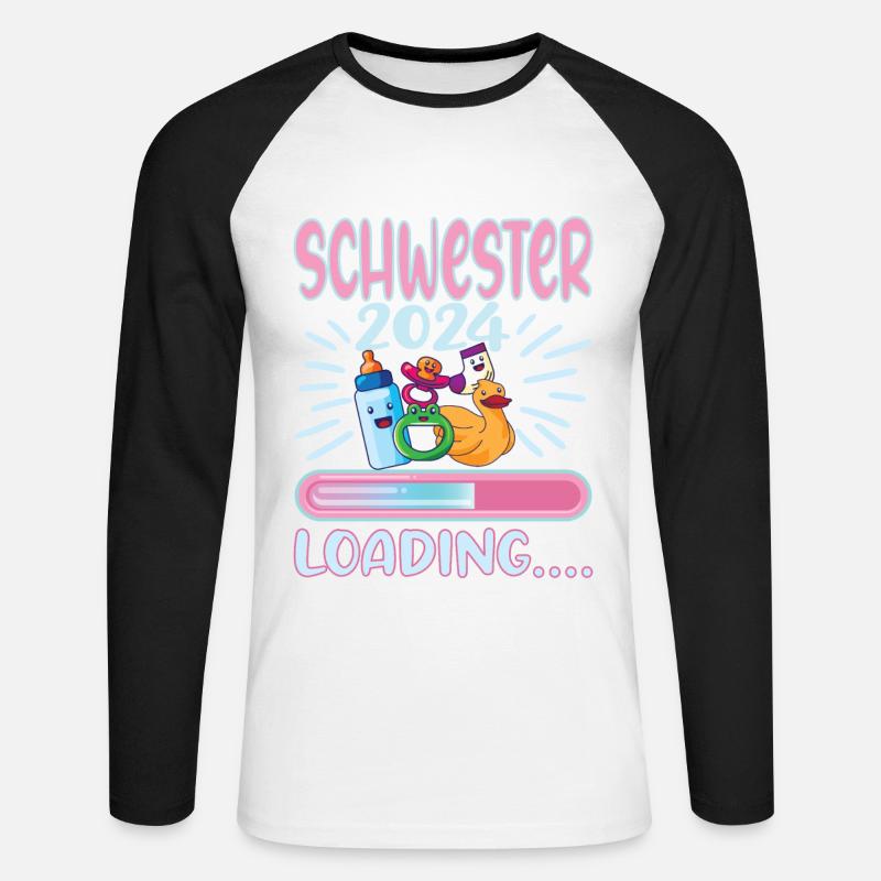 Schwester werden Schwester 2024 - Unisex Baseballshirt langarm - Weiß/Schwarz
