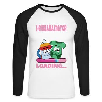 Schwester 2024 Hermana Mayor 2024 - Unisex Baseballshirt langarm - Weiß/Schwarz - Vorne - Nik (191cm)