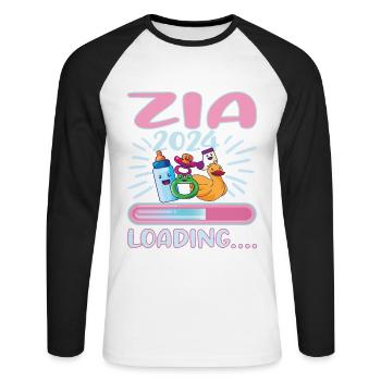 Zia 2024 Loading Tante 2024 - Unisex Baseballshirt langarm - Weiß/Schwarz - Vorne - Nik (191cm)