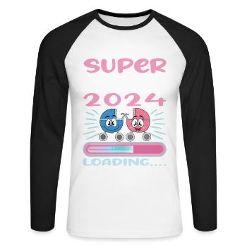 Nonna 2024 Loading Granny 2024 - Unisex Long Sleeve Baseball T-Shirt - white/black - Front - Nik (191cm)