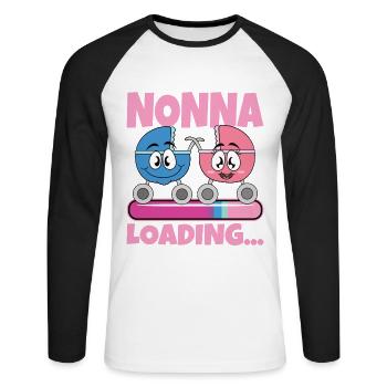 Nonna 2024 Loading Granny 2024 - Unisex Long Sleeve Baseball T-Shirt - white/black - Front - Nik (191cm)