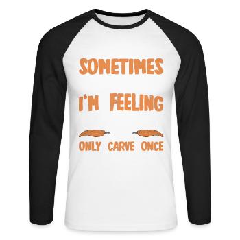 Wood Shining Wood Carving - Unisex Long Sleeve Baseball T-Shirt - white/black - Front - Nik (191cm)