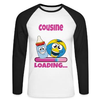 Cousine werden Cousine 2024 - Unisex Baseballshirt langarm - Weiß/Schwarz - Vorne - Nik (191cm)