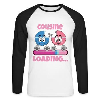 Become a cousin Cousin 2024 - Unisex Long Sleeve Baseball T-Shirt - white/black - Front - Nik (191cm)