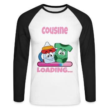 Become a cousin Cousin 2024 - Unisex Long Sleeve Baseball T-Shirt - white/black - Front - Nik (191cm)