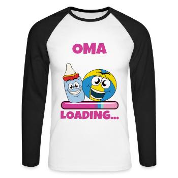 Oma 2024 werdende Oma 2024 Loading - Unisex Baseballshirt langarm - Weiß/Schwarz - Vorne - Nik (191cm)