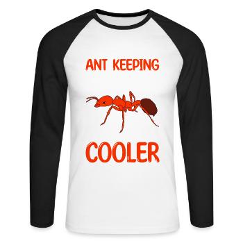 Fourmis fourmilières d’élevage de fourmis - T-shirt baseball manches longues Homme - blanc/noir - Devant - Nik (191cm)