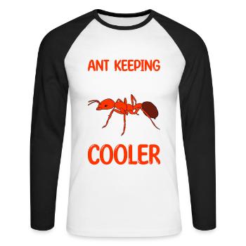 Fourmis fourmilières d’élevage de fourmis - T-shirt baseball manches longues Homme - blanc/noir - Devant - Nik (191cm)