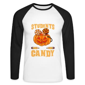Lustige Lehrer Halloween Geschenke - Unisex Baseballshirt langarm - Weiß/Schwarz - Vorne - Nik (191cm)